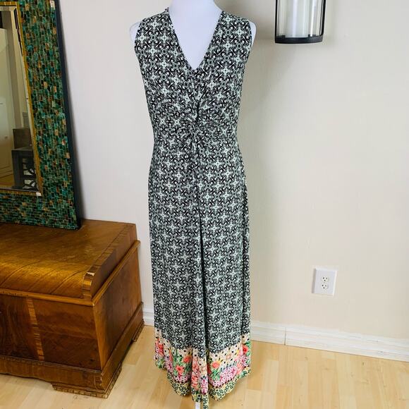 Catherines Plus Size 14 Floral Twisted Front Maxi Dress Sleeveless Stretch - Picture 2 of 9